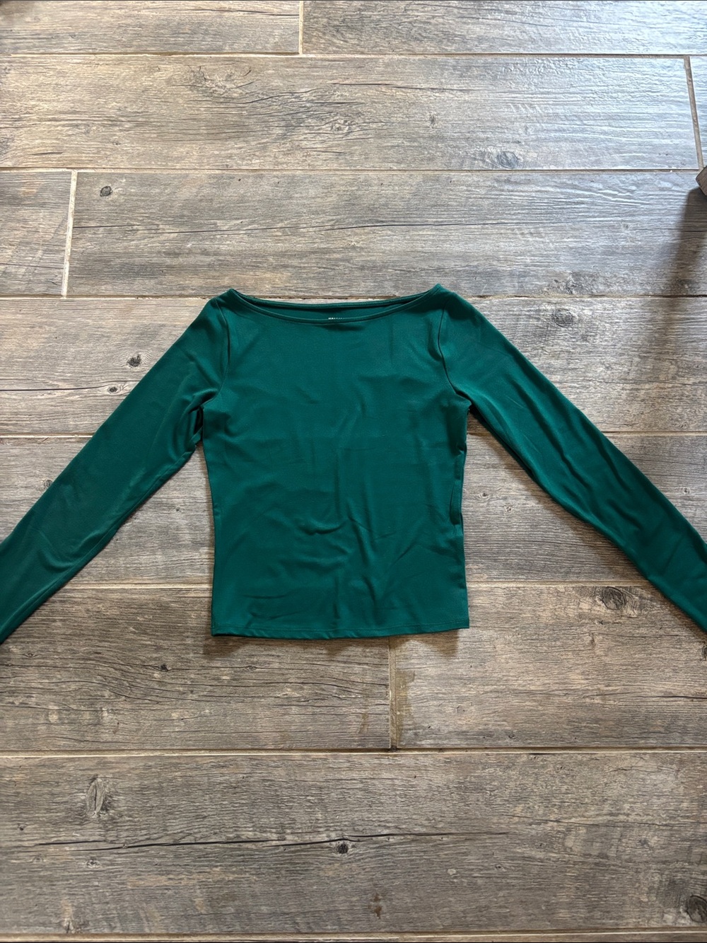 Hollister Emerald Green Long-Sleeve Boatneck Top